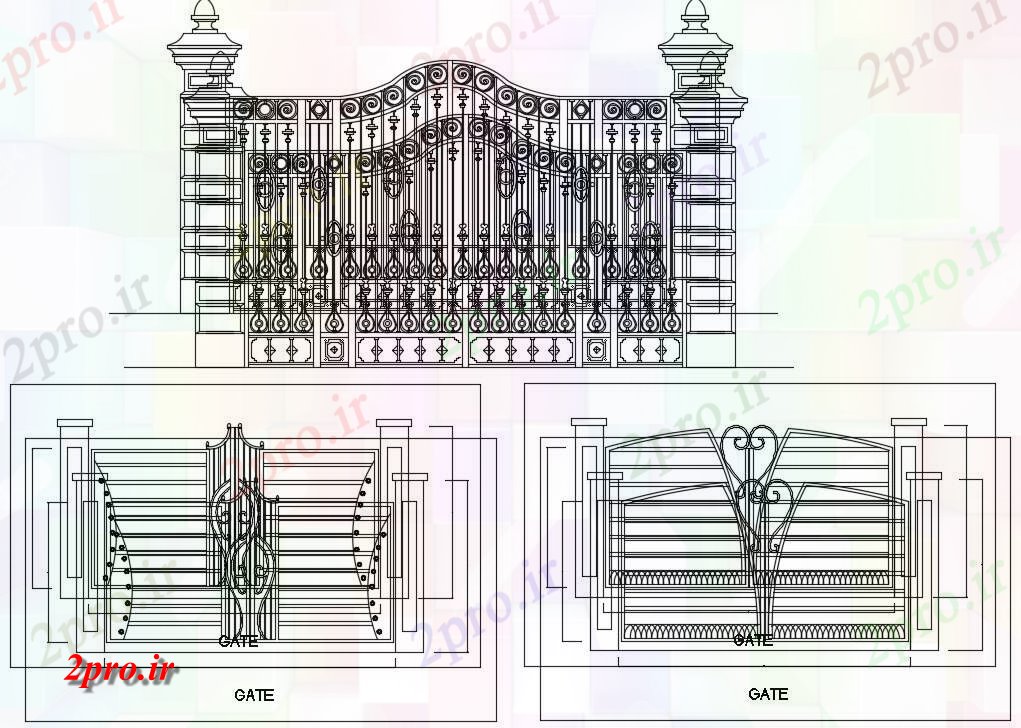 دانلود نقشه جزئیات معماری جزئیات دروازه اصلی    (کد166081)