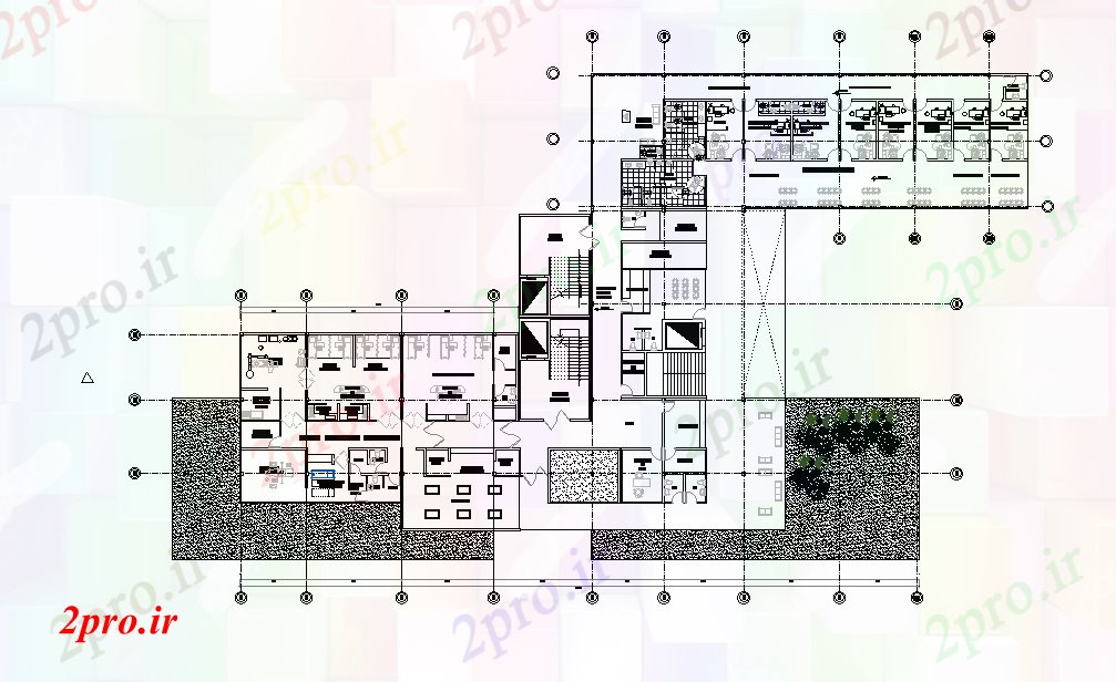 دانلود نقشه ساختمان اداری - تجاری - صنعتی ساختمان شرکت طرحی طبقه جزئیات 12 در 35 متر (کد166085)