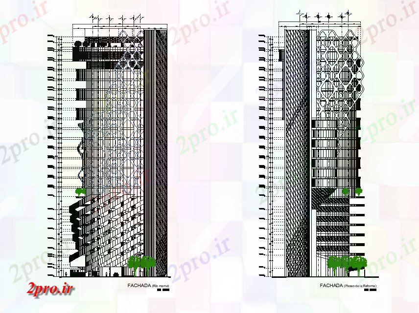 دانلود نقشه ساختمان اداری - تجاری - صنعتی منحصر به فرد مدرن شرکت ساختمان برج نمای  (کد166102)