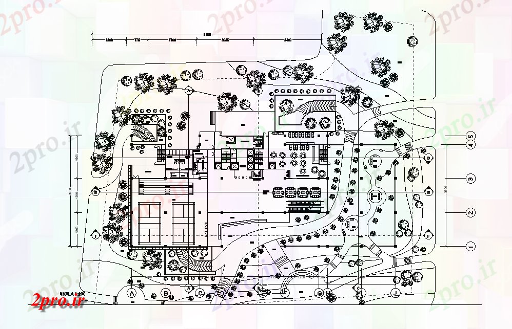 دانلود نقشه هتل - رستوران - اقامتگاه  رفت و آمد مکرر زمین طراحی طبقه اتوکد  (کد166107)