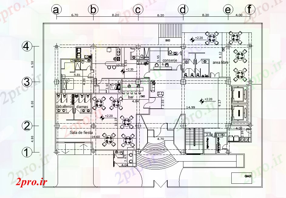 دانلود نقشه هتل - رستوران - اقامتگاه X40 متر هتل رستوران طرحی طبقه اتوکد 21 در 35 متر (کد166113)