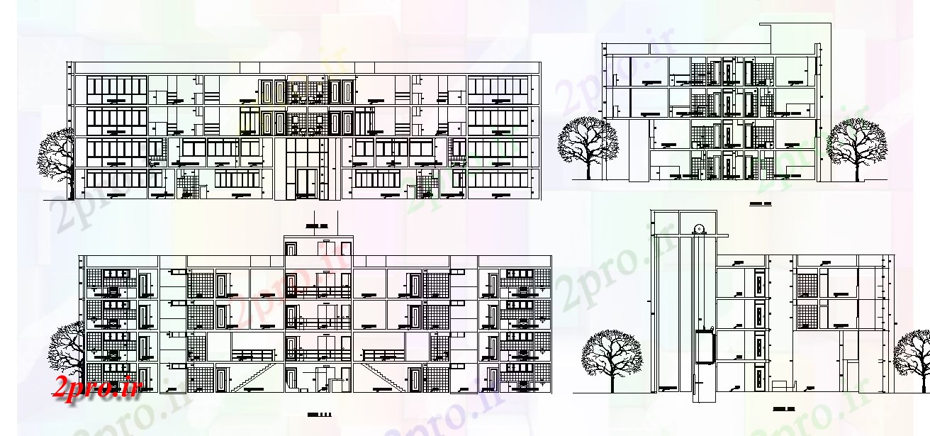 دانلود نقشه مسکونی  ، ویلایی ، آپارتمان  طراحی جزئیات نما آپارتمان      (کد166128)