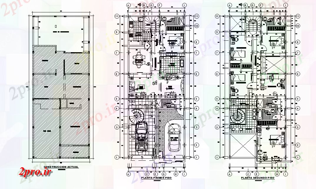 دانلود نقشه خانه های کوچک ، نگهبانی ، سازمانی - Rowhouse طرحی طبقه جزئیات 8 در 20 متر (کد166141)