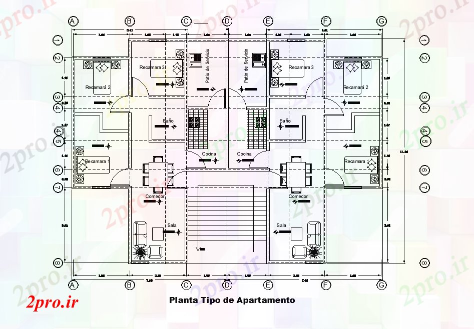 دانلود نقشه مسکونی  ، ویلایی ، آپارتمان  BHK جزئیات آپارتمان      (کد166154)