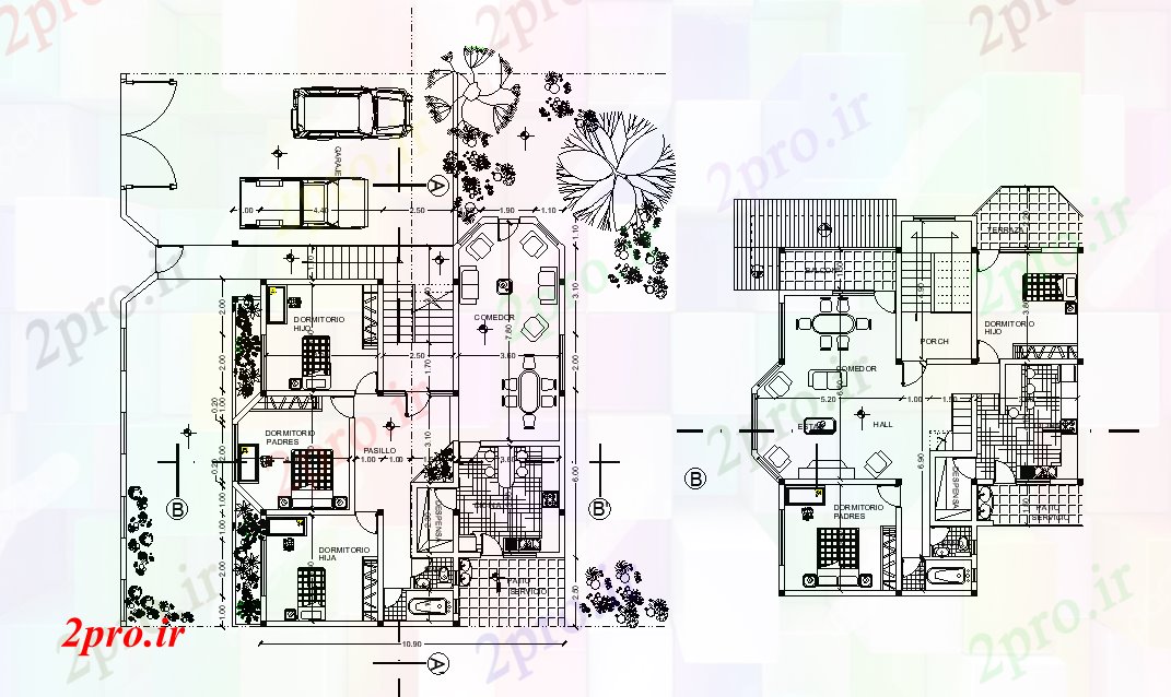 دانلود نقشه خانه های کوچک ، نگهبانی ، سازمانی - جزئیات ویلایی 16 در 20 متر (کد166169)