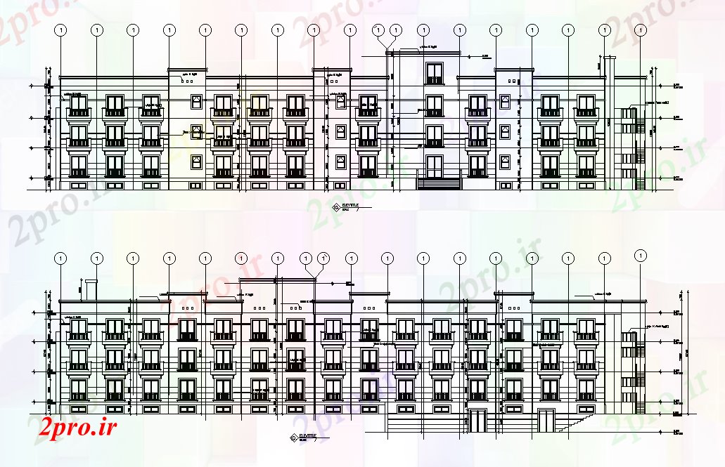 دانلود نقشه مسکونی  ، ویلایی ، آپارتمان  سطحی آپارتمان   ساختمان نمای  (کد166171)