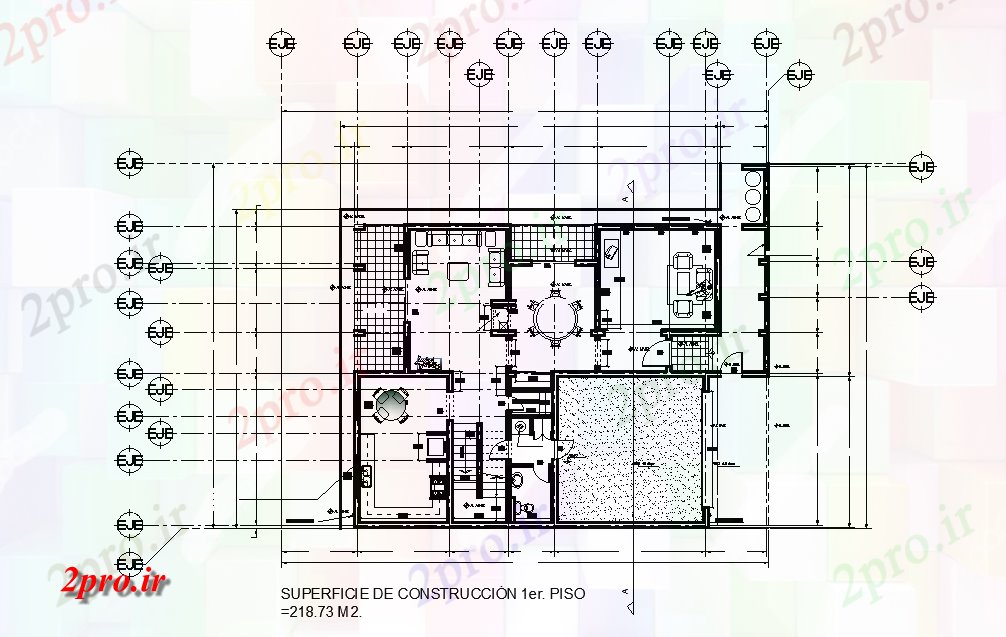 دانلود نقشه خانه های کوچک ، نگهبانی ، سازمانی - خانه طرحی طبقه جزئیات 15 در 20 متر (کد166180)