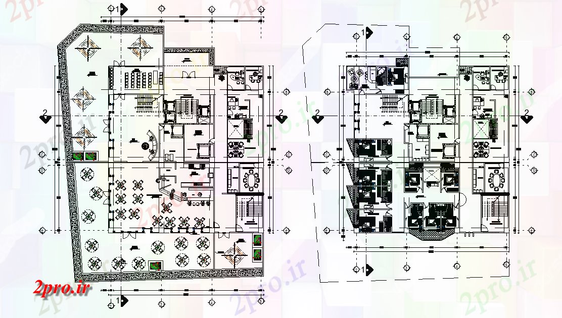 دانلود نقشه هتل - رستوران - اقامتگاه طبقه رستوران 25 در 26 متر (کد166211)