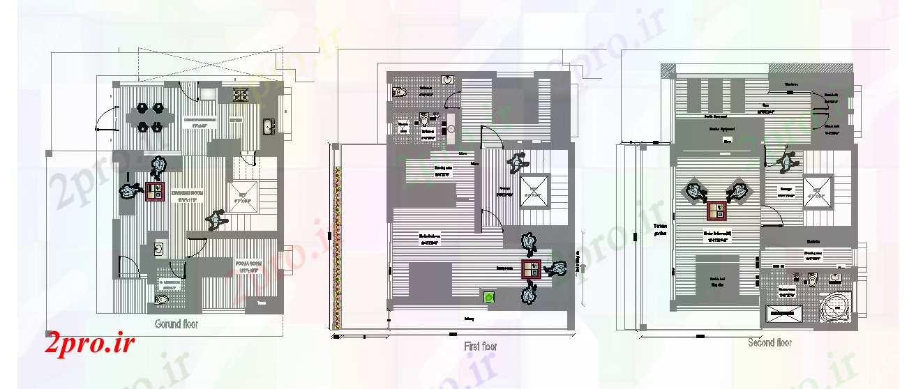دانلود نقشه خانه های کوچک ، نگهبانی ، سازمانی - ویلایی طرحی طبقه جزئیات 8 در 11 متر (کد166246)