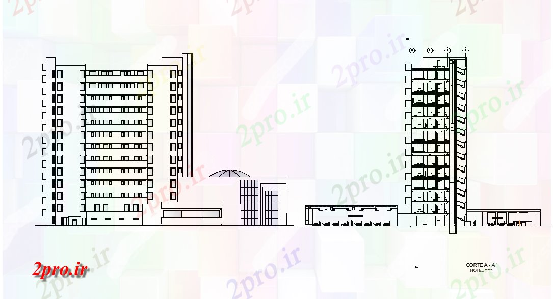 دانلود نقشه ساختمان مرتفعجزئیات نما بخشی از آپارتمان      (کد166250)