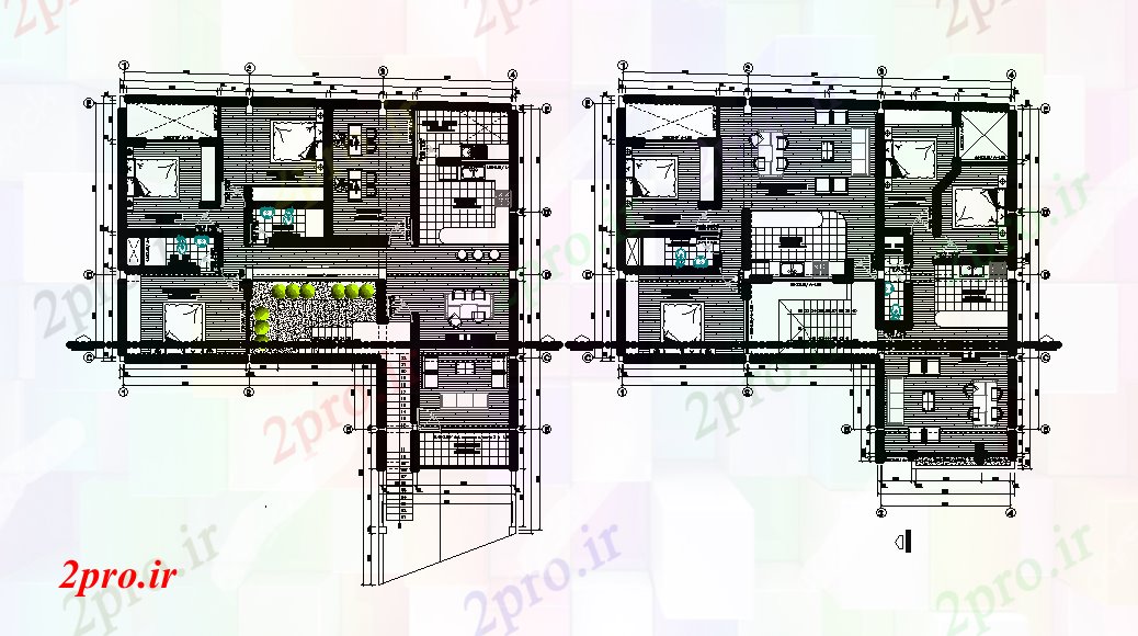دانلود نقشه خانه های کوچک ، نگهبانی ، سازمانی - BHK طرحی طبقه جزئیات 14 در 16 متر (کد166265)