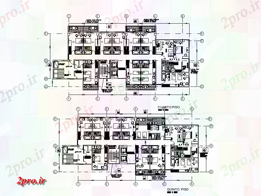 دانلود نقشه دانشگاه ، آموزشکده ، مدرسه ، هنرستان ، خوابگاه - طبقه خوابگاه طرحی جزئیات 18 در 38 متر (کد166273)