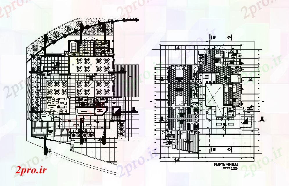 دانلود نقشه هتل - رستوران - اقامتگاه X24 متر هتل و رستوران طرحی طبقه اتوکد 19 در 26 متر (کد166307)