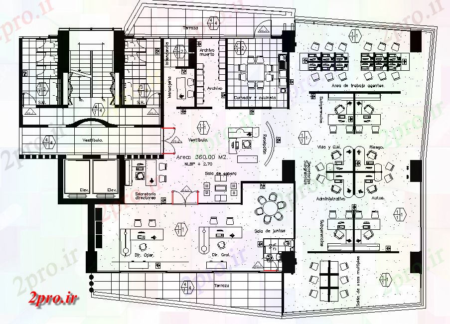 دانلود نقشه جزئیات و طراحی داخلی دفتر دفتر طرحی نشیمن   مشخص     (کد166348)