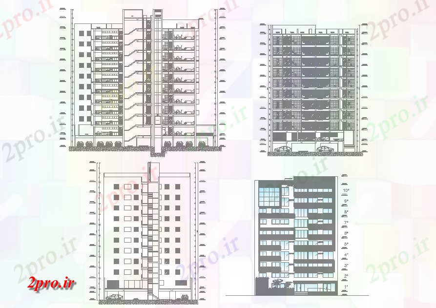 دانلود نقشه مسکونی  ، ویلایی ، آپارتمان  برج بخش آپارتمان   جزئیات    (کد166355)