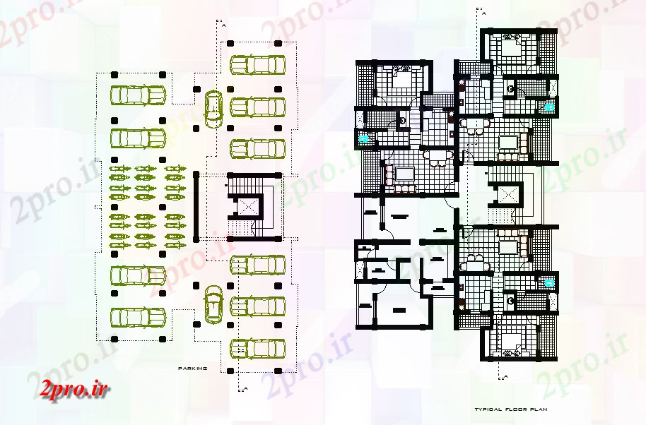 دانلود نقشه مسکونی  ، ویلایی ، آپارتمان  این  separated1bhk طراحی جزئیات آپارتمان     (کد166377)