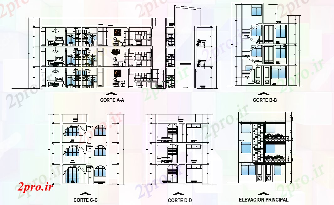 دانلود نقشه مسکونی  ، ویلایی ، آپارتمان  متر مربع آپارتمان   ساختمان (بخشی) نما (کد166397)