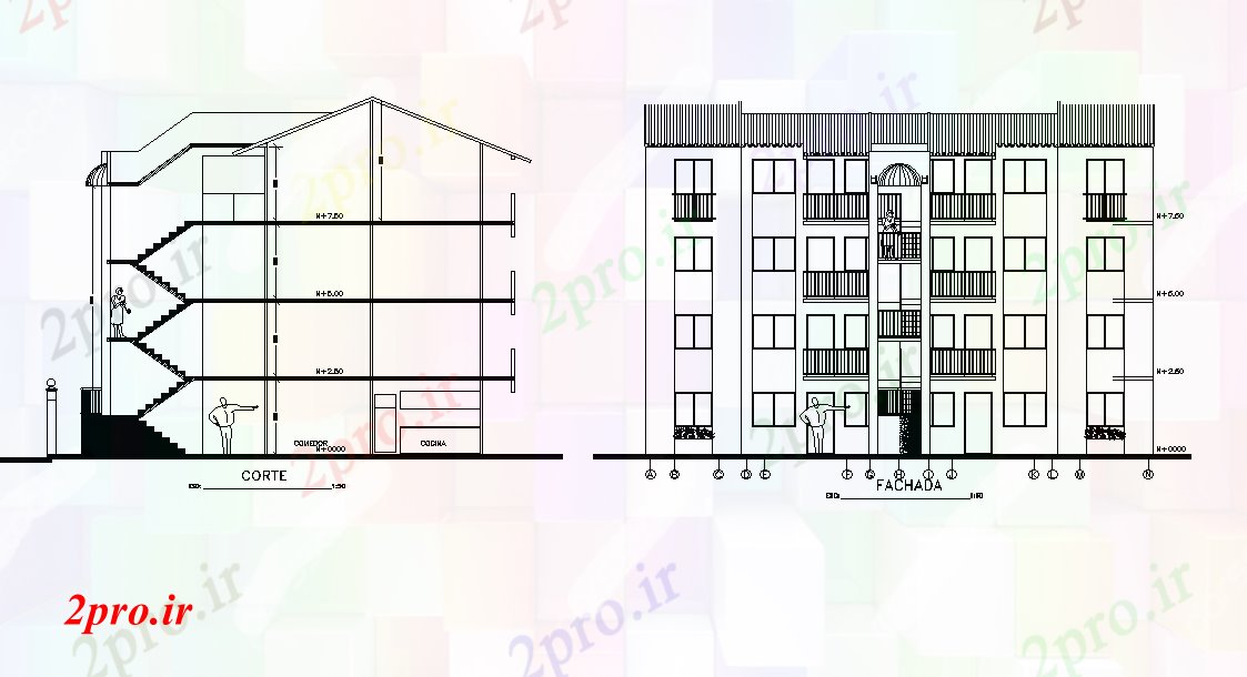دانلود نقشه مسکونی  ، ویلایی ، آپارتمان  متر مربع 3 BHK آپارتمان   جلو نما و بخش نشیمن  (کد166403)