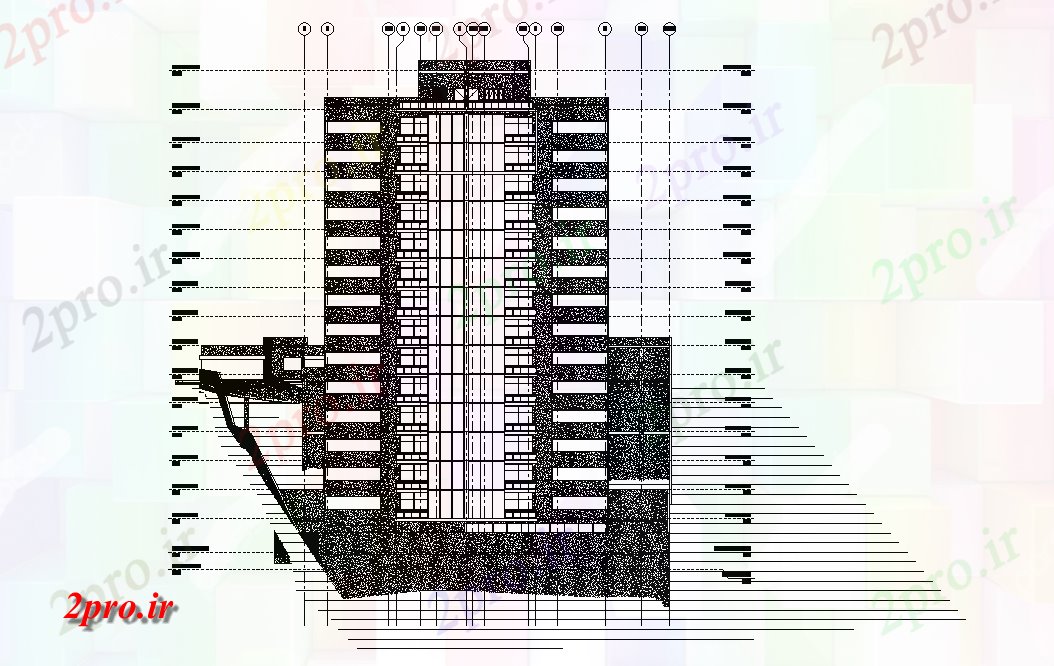 دانلود نقشه مسکونی  ، ویلایی ، آپارتمان  ساختمان برج بخش   (کد166405)