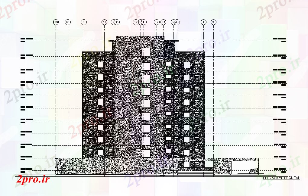 دانلود نقشه مسکونی  ، ویلایی ، آپارتمان  سطحی آپارتمان   ساختمان نمای  (کد166406)
