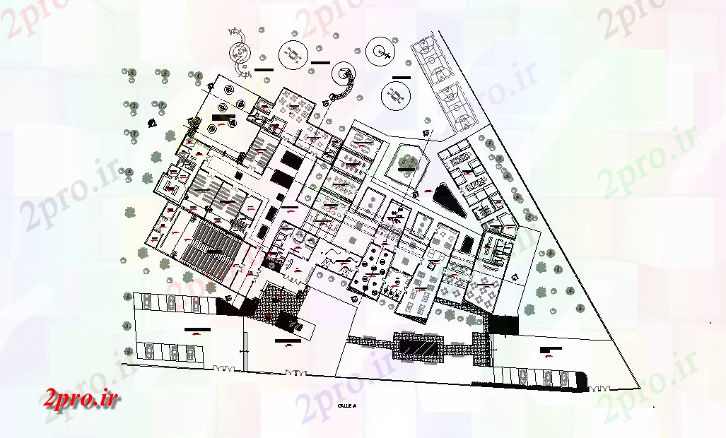 دانلود نقشه ورزشگاه ، سالن ورزش ، باشگاه طرحی از مرکز اجتماعی های دو بعدی اتوکد 13 در 28 متر (کد166423)