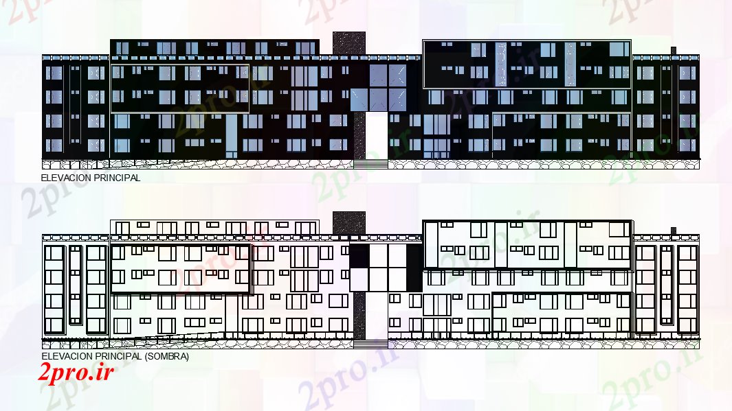 دانلود نقشه مسکونی ، ویلایی ، آپارتمان نما از G + 4 کف بنا مدل در دسترس 25 در 72 متر (کد166430)