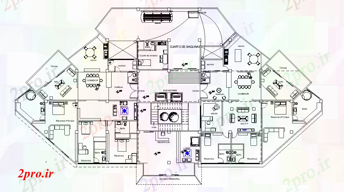 دانلود نقشه مسکونی ، ویلایی ، آپارتمان طرحی برج دپارتمان 25 در 50 متر (کد166433)