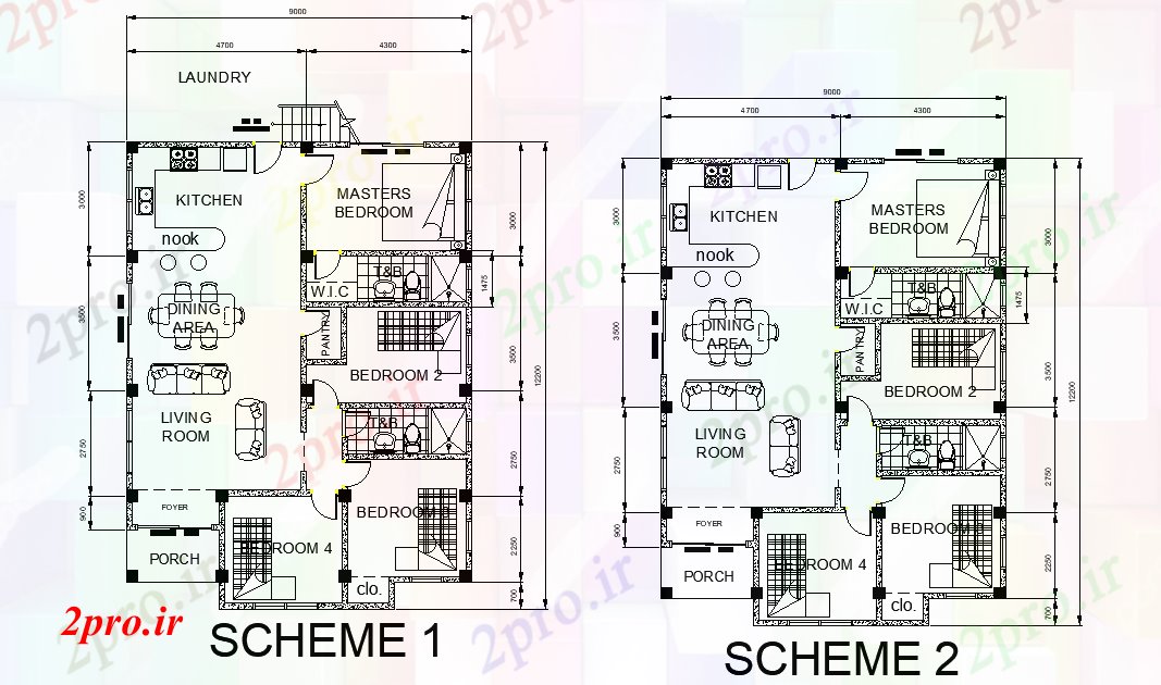 دانلود نقشه مسکونی ، ویلایی ، آپارتمان x13m طرحی تقدیر دفتر خانه اتوکد 9 در 12 متر (کد166454)