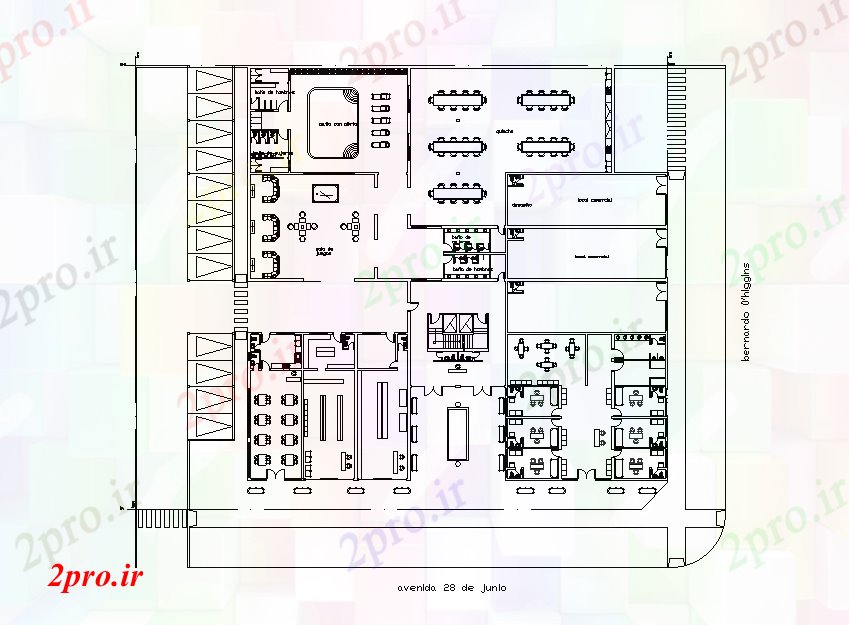 دانلود نقشه ساختمان اداری - تجاری - صنعتی شرکت طرحی ساختمان اداری ارائه 47 در 47 متر (کد166459)