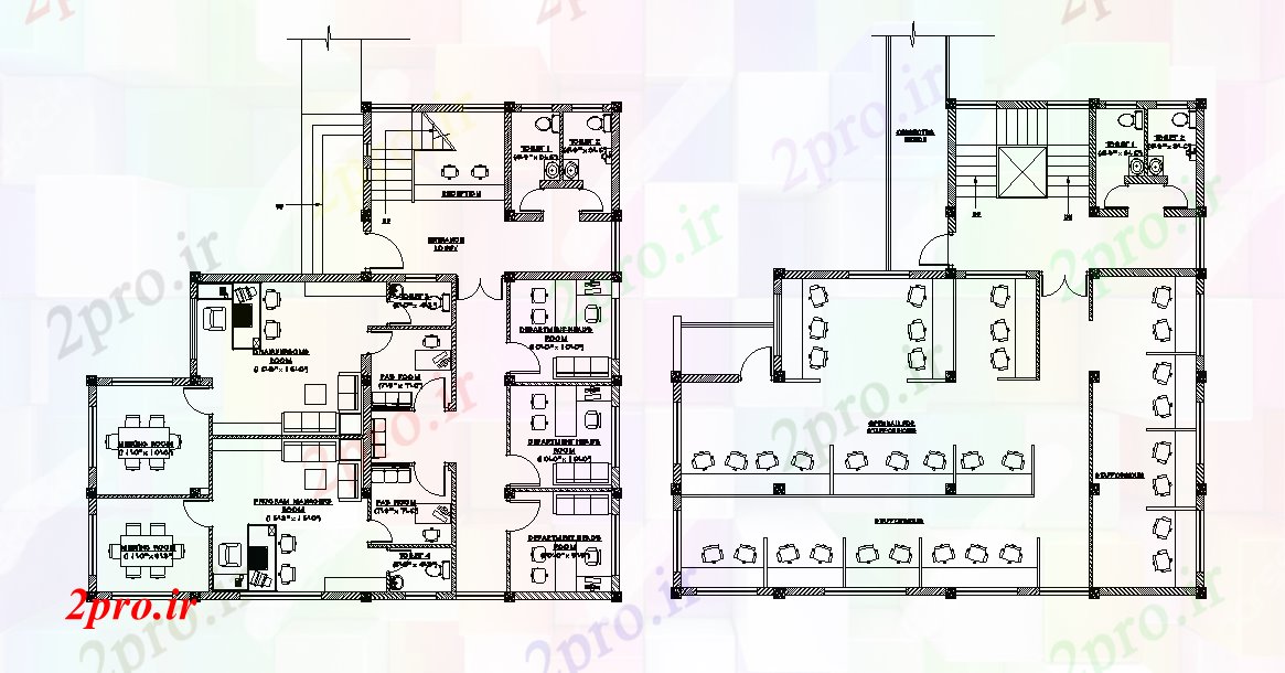 دانلود نقشه ساختمان اداری - تجاری - صنعتی به دفتر شرکت طرحی معمولی طراحی مشخص 14 در 15 متر (کد166462)