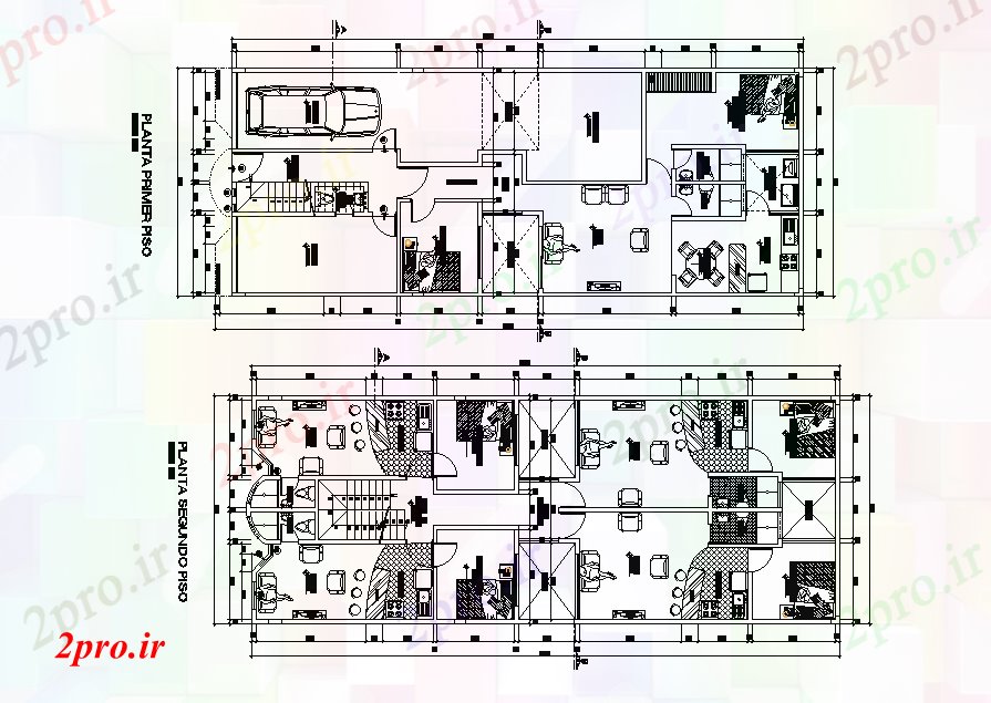 دانلود نقشه خانه های کوچک ، نگهبانی ، سازمانی - طرحی طبقه ویلایی 8 در 20 متر (کد166468)