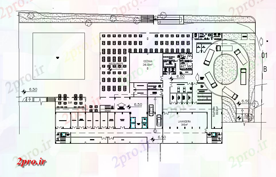 دانلود نقشه هتل - رستوران - اقامتگاه رستوران طرحی طبقه اتوکد 13 در 24 متر (کد166480)