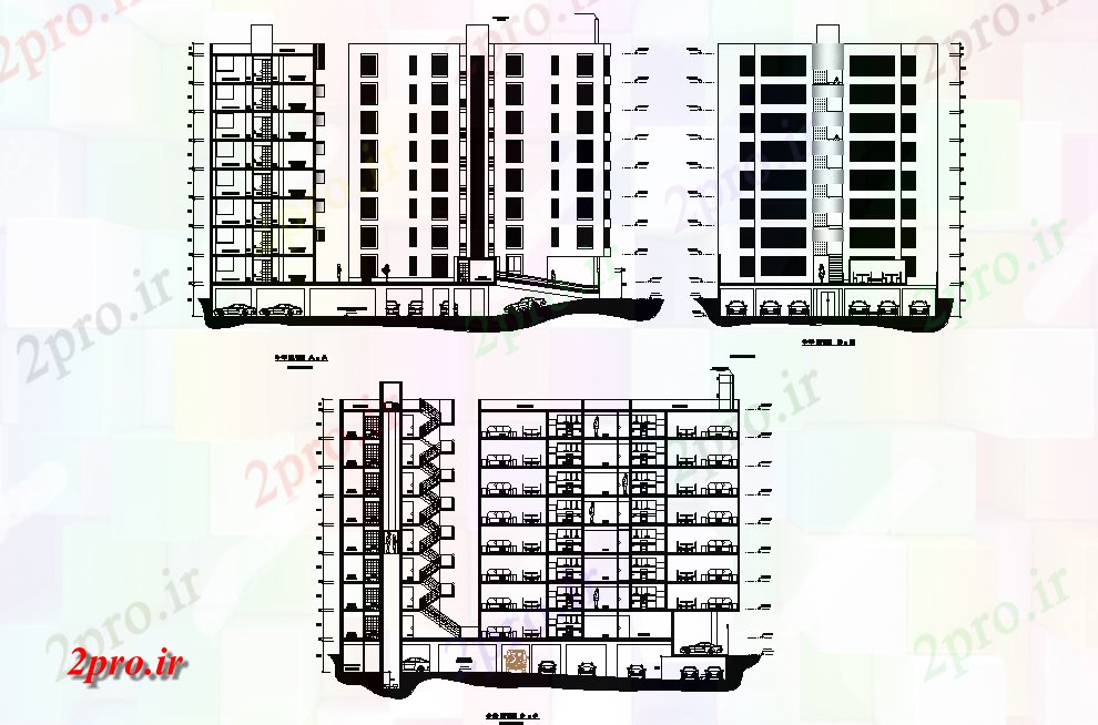 دانلود نقشه مسکونی  ، ویلایی ، آپارتمان  بخش آپارتمان   جزئیات طراحی    (کد166494)