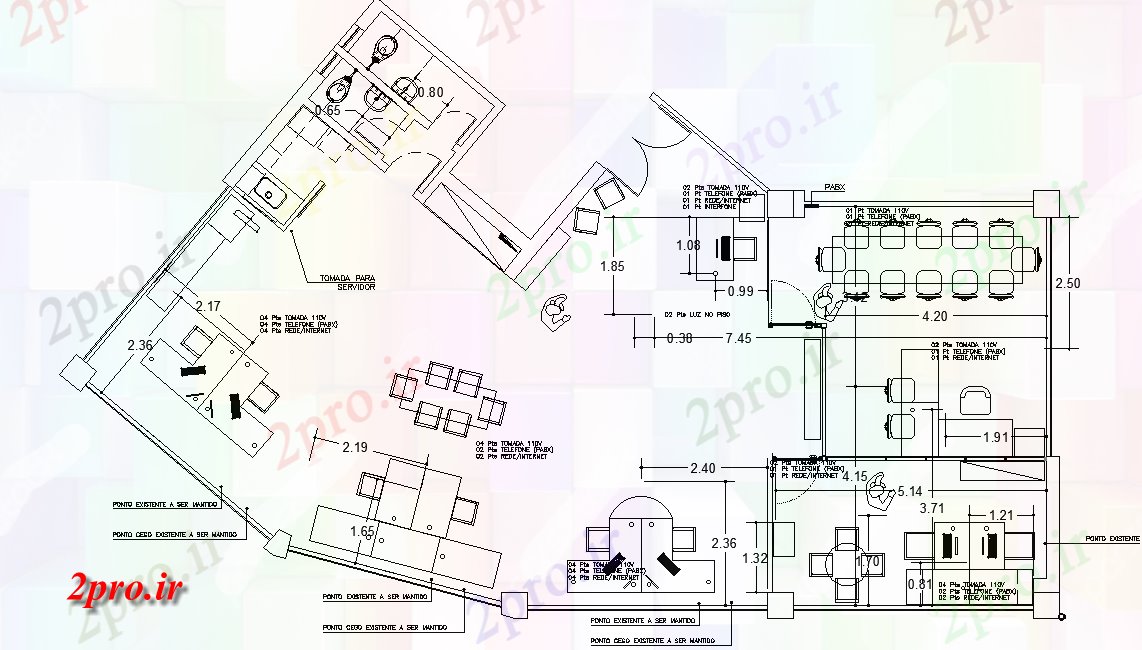 دانلود نقشه جزئیات و طراحی داخلی دفتر طراحی مبلمان اداری ارائه     (کد166530)