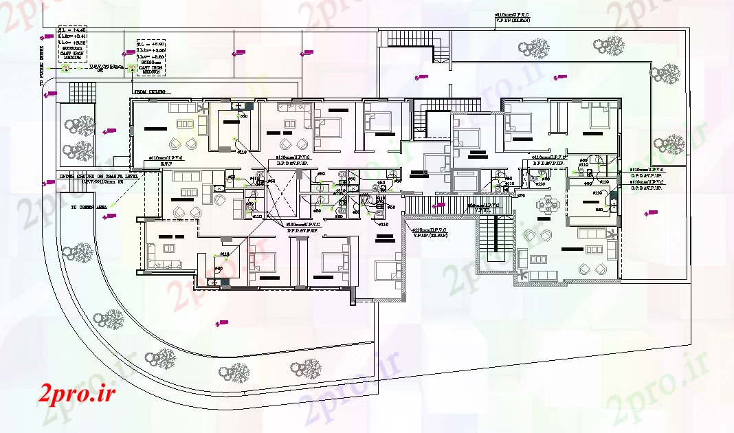 دانلود نقشه مسکونی  ، ویلایی ، آپارتمان  BHK طرحی طبقه با مبلمان   (کد166550)