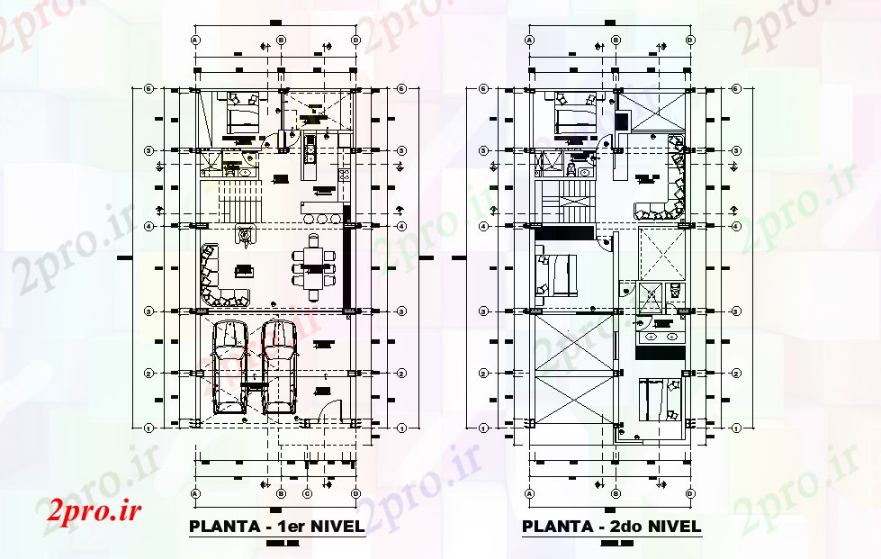 دانلود نقشه مسکونی ، ویلایی ، آپارتمان طرحی خانه 16x8m اتوکد دو بعدی 8 در 16 متر (کد166555)
