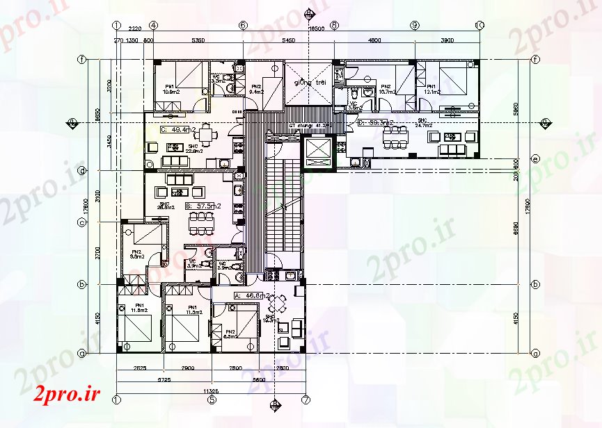 دانلود نقشه مسکونی  ، ویلایی ، آپارتمان  طرحی ساختمان آپارتمان   19x18m    اتوکد می دهد   اتوکد (کد166567)