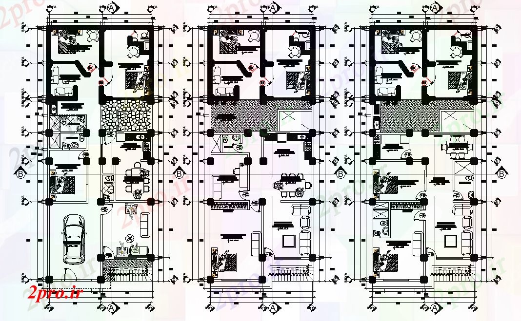 دانلود نقشه مسکونی ، ویلایی ، آپارتمان متر مربع خانه طرحی با طراحی مبلمان 8 در 20 متر (کد166580)