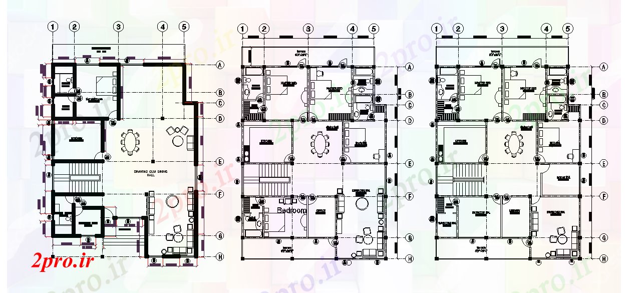 دانلود نقشه مسکونی  ، ویلایی ، آپارتمان  BHK جزئیات آپارتمان      (کد166593)