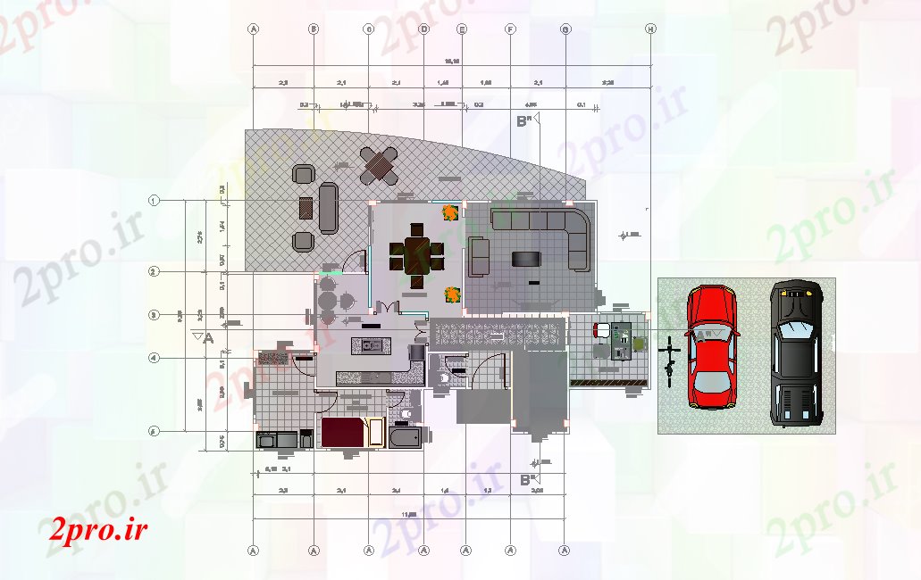 دانلود نقشه خانه های کوچک ، نگهبانی ، سازمانی - طرحی طبقه ویلایی 9 در 15 متر (کد166621)