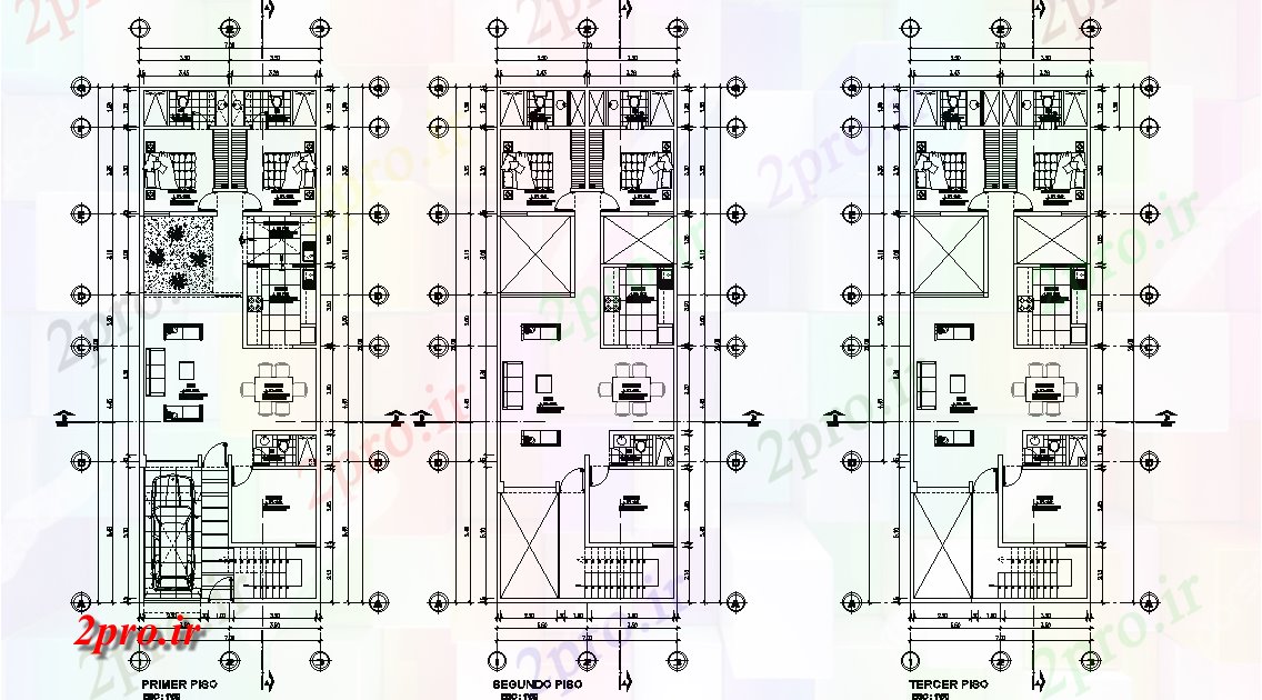 دانلود نقشه مسکونی ، ویلایی ، آپارتمان این طراحی ردیف مشخص طرحی طبقه خانه جزئیات 7 در 20 متر (کد166624)