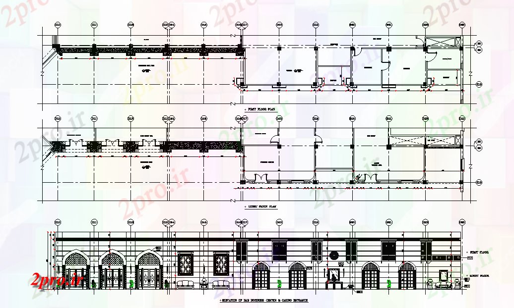 دانلود نقشه هتل - رستوران - اقامتگاه این اتوکد مشتق رستوران نما و بخش طراحی جزئیات 6 در 48 متر (کد166633)