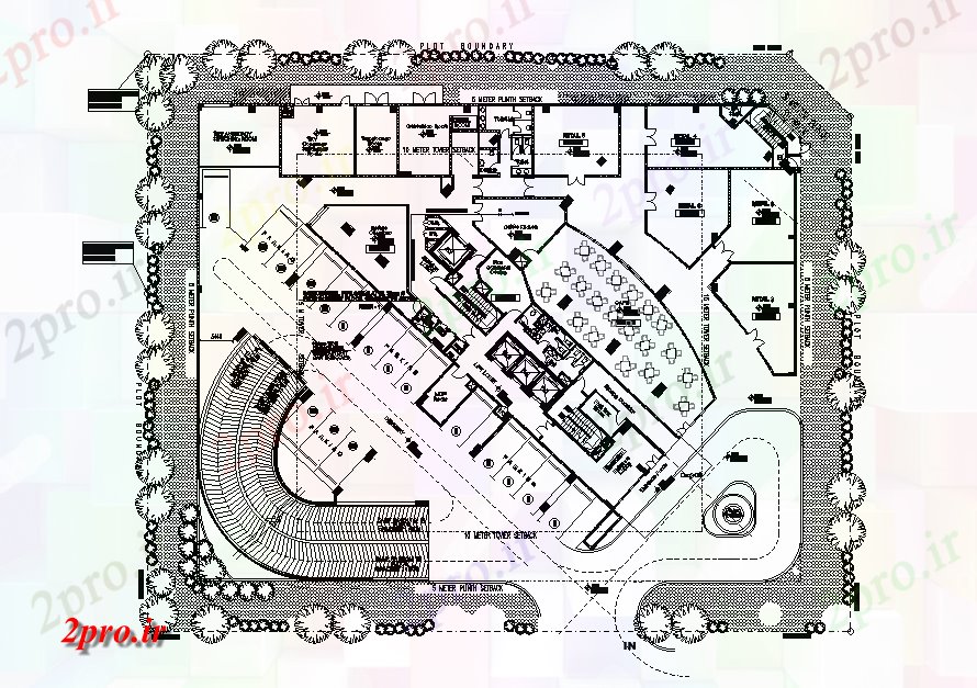 دانلود نقشه هتل - رستوران - اقامتگاه طرحی معماری طبقه هتل مندرج اتوکد 47 در 620 متر (کد166635)