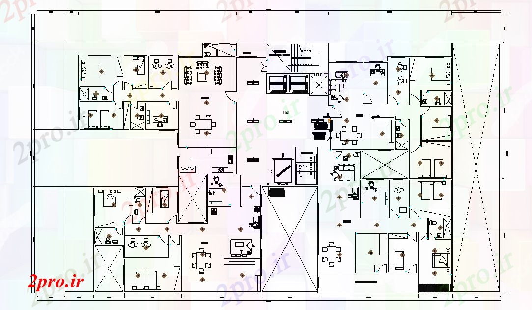 دانلود نقشه مسکونی  ، ویلایی ، آپارتمان  طرحی طبقه آپارتمان   مشتق      (کد166636)