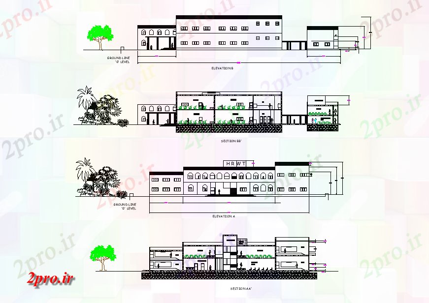 دانلود نقشه دانشگاه ، آموزشکده ، مدرسه ، هنرستان ، خوابگاه - مدرسه بخش ساختمان دیدگاه اتوکد رسم model های دو بعدی اتوکد 47 در 55 متر (کد166665)