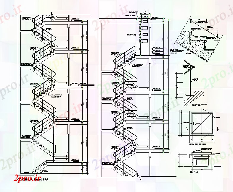 دانلود نقشه جزئیات پله و راه پله  آپارتمان   ساختمان جزئیات راه پله    (کد166690)