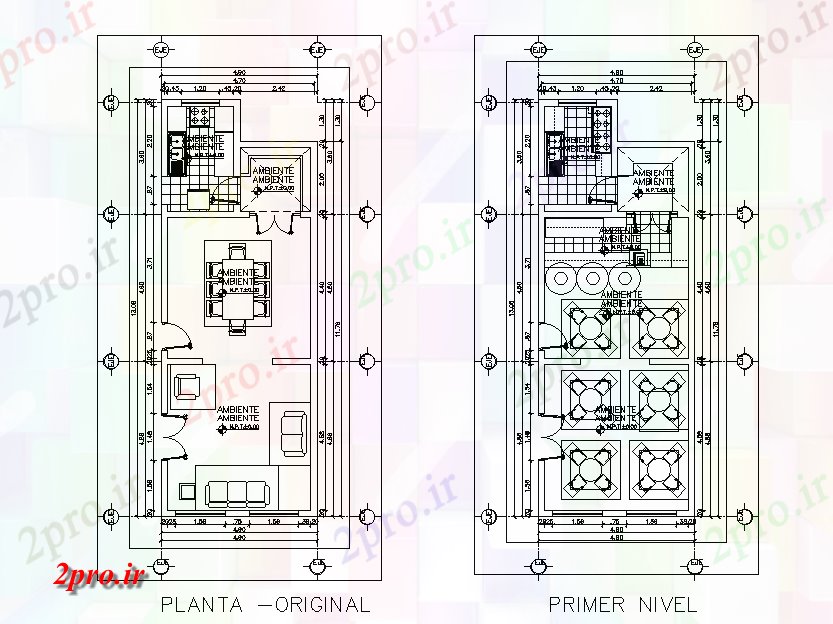 دانلود نقشه هتل - رستوران - اقامتگاه طبقه رستوران طرحی جزئیات طراحی تجویز می شوند 5 در 12 متر (کد166696)