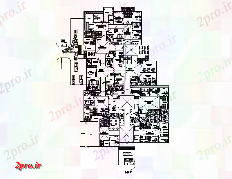 دانلود نقشه ساختمان اداری - تجاری - صنعتی شرکت های بزرگ ساختمان اداری طرحی طبقه همکف معماری جدا 48 در 83 متر (کد166704)