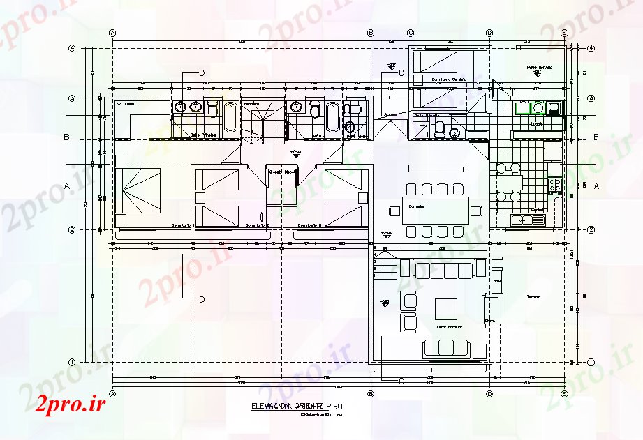 دانلود نقشه مسکونی ، ویلایی ، آپارتمان BHK خانه مبلمان طراحی 14 در 19 متر (کد166716)