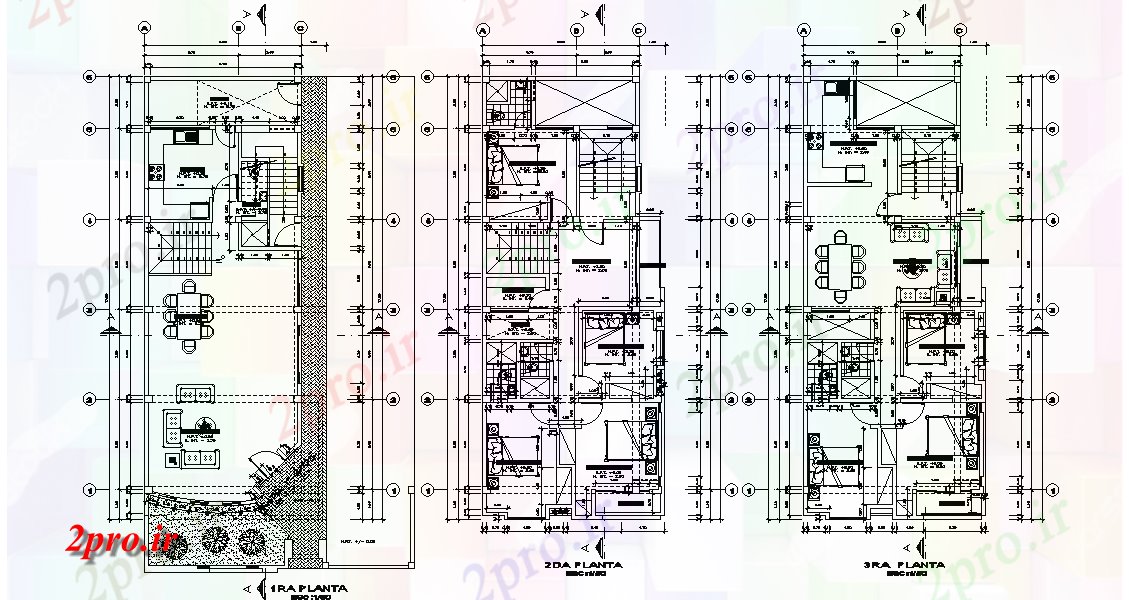 دانلود نقشه خانه های کوچک ، نگهبانی ، سازمانی - این طراحی ردیف اعلام طرحی طبقه خانه جزئیات 7 در 15 متر (کد166734)
